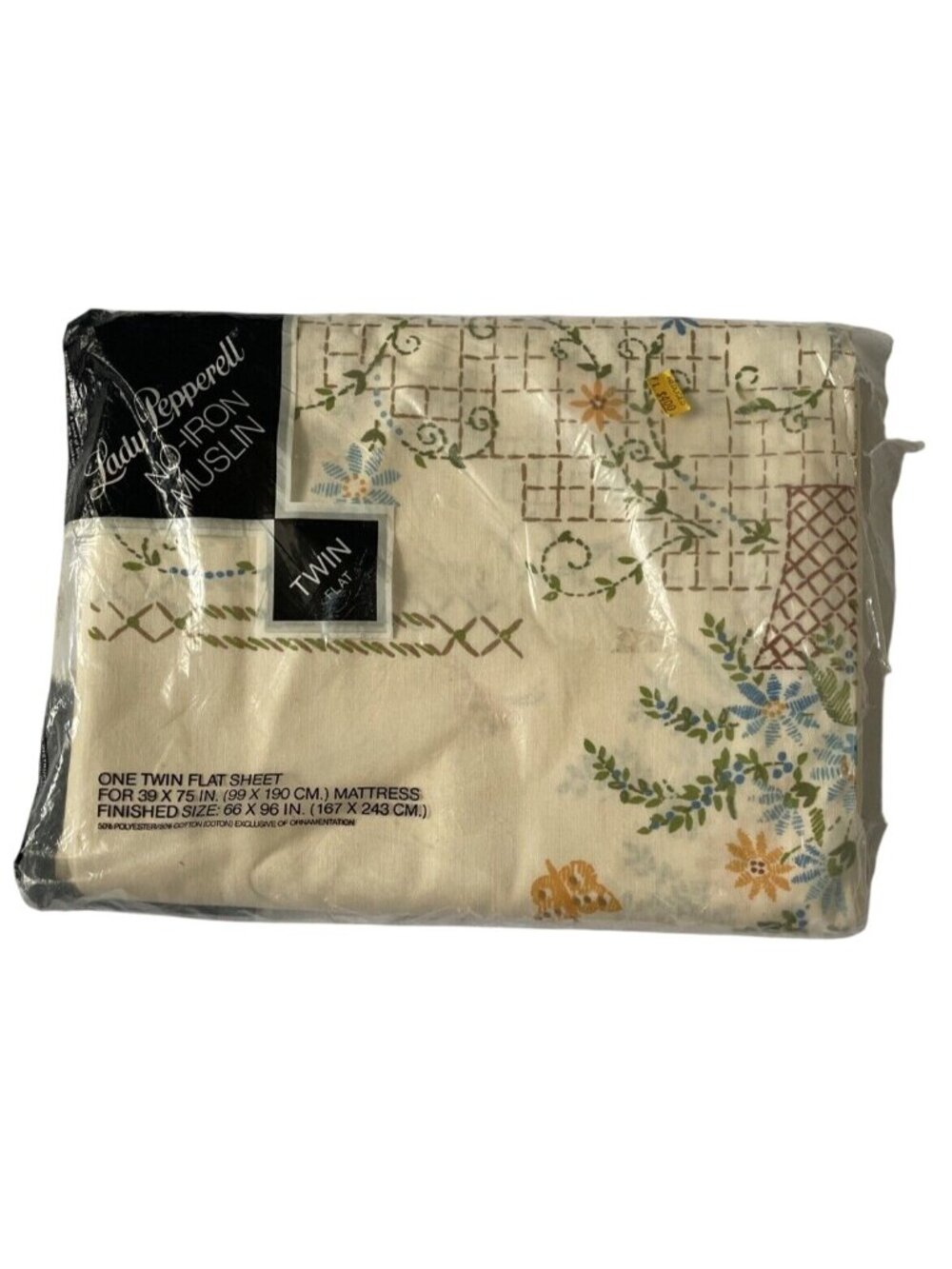 Twin Flat Sheet Stitchery Design 39x75 In Finished 66x96 Lady Pepperell No-Iron